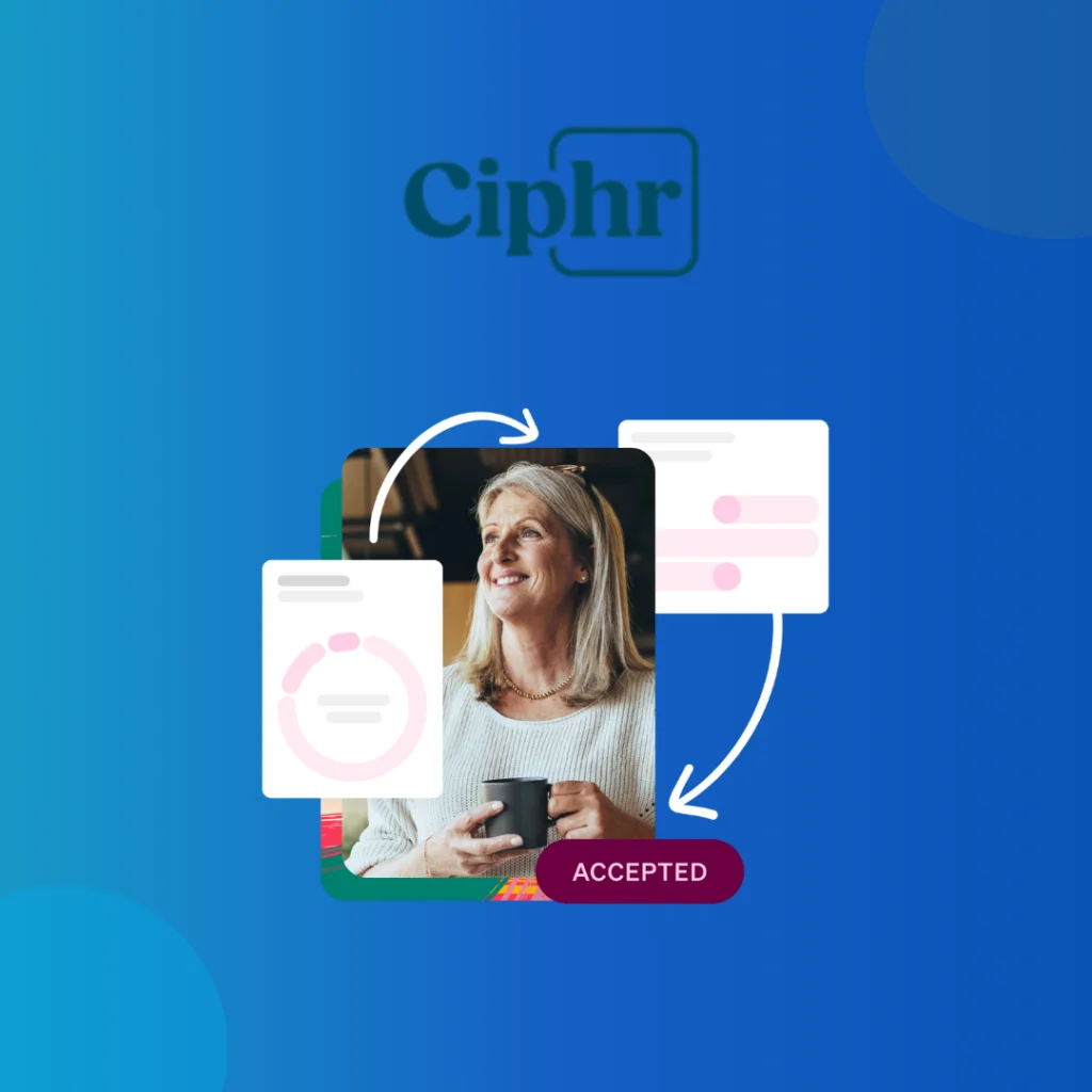Ciphr logo above an employee photo marked Accepted