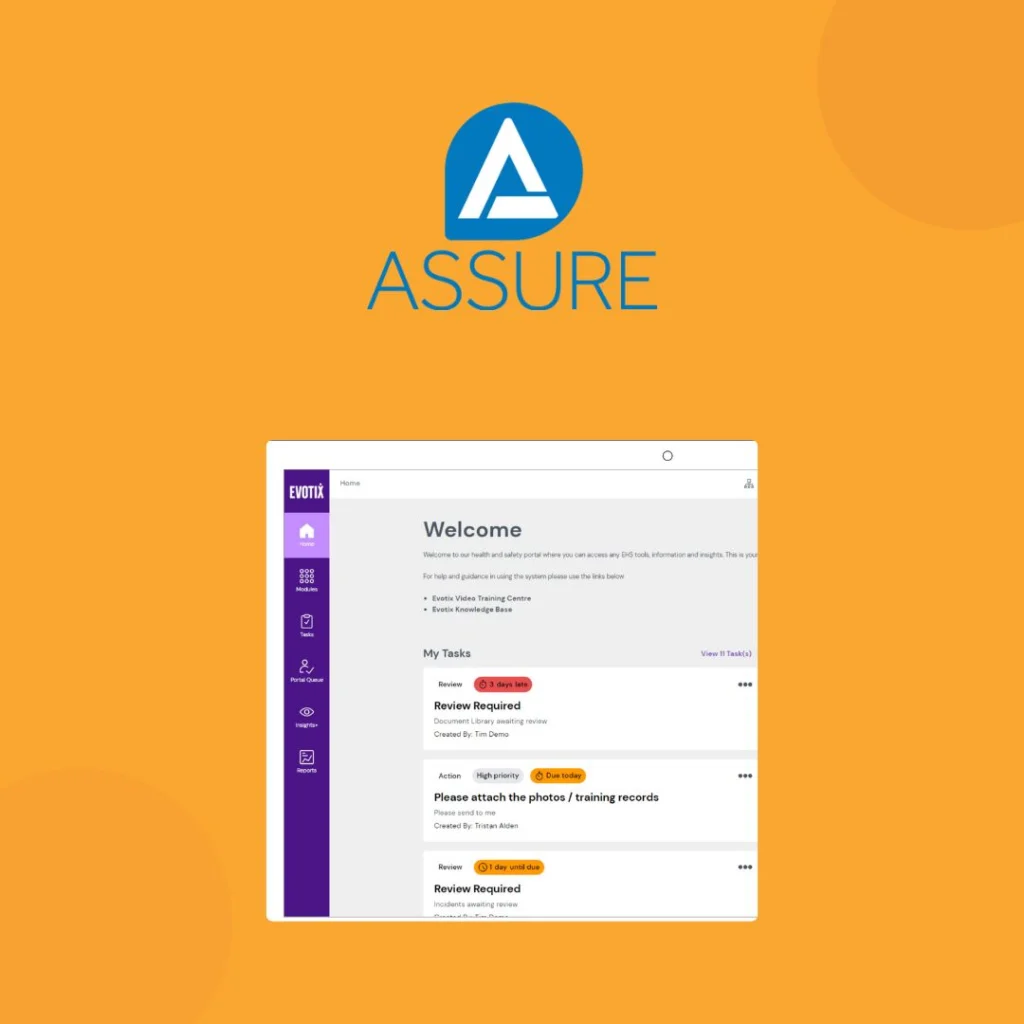 Assure logo above its task list screen