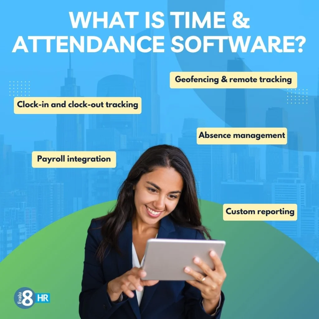 professional looking at Evalu-8 T&A software, and seeing the benefits and key features.