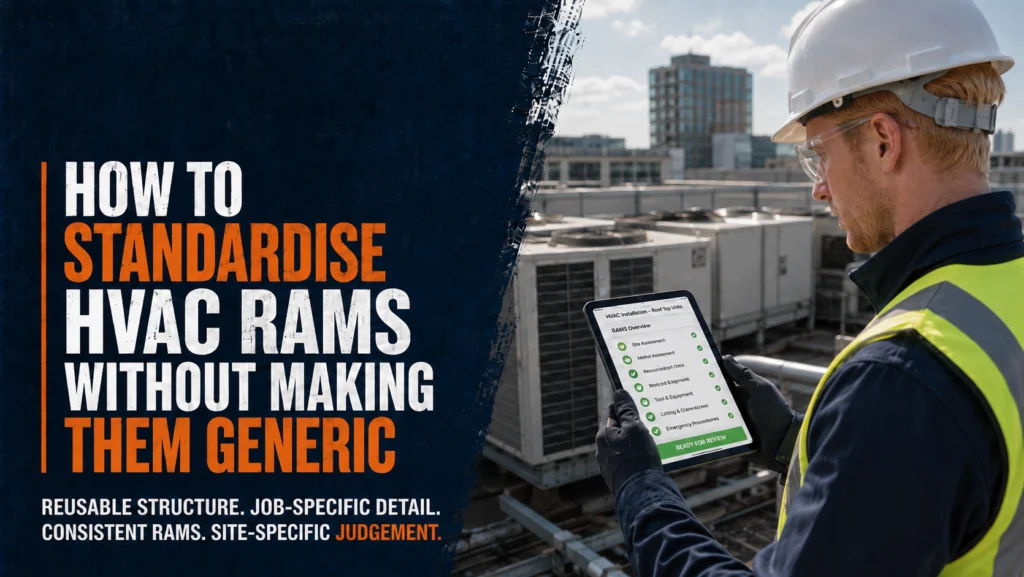 Engineer holding a tablet on a rooftop: how to standardise HVAC RAMS without making them generic