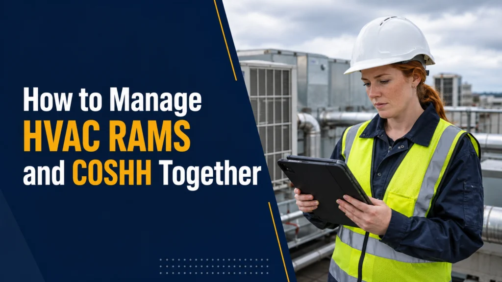 Engineer with a tablet on a rooftop: how to manage HVAC RAMS and COSHH together
