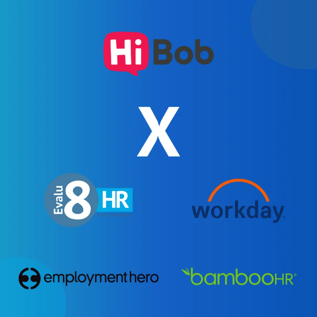 HiBob versus Evalu-8 HR, Workday, Employment Hero and BambooHR logos