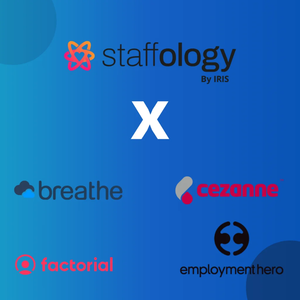 Staffology versus Breathe, Cezanne, Factorial and Employment Hero logos