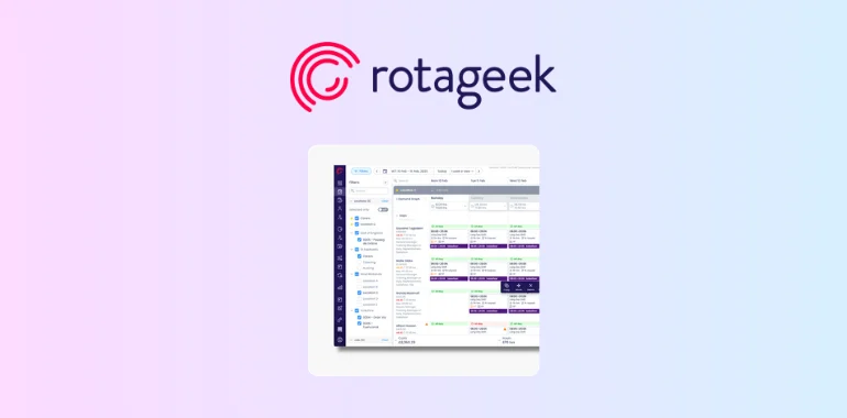 Rotageek logo above a weekly schedule