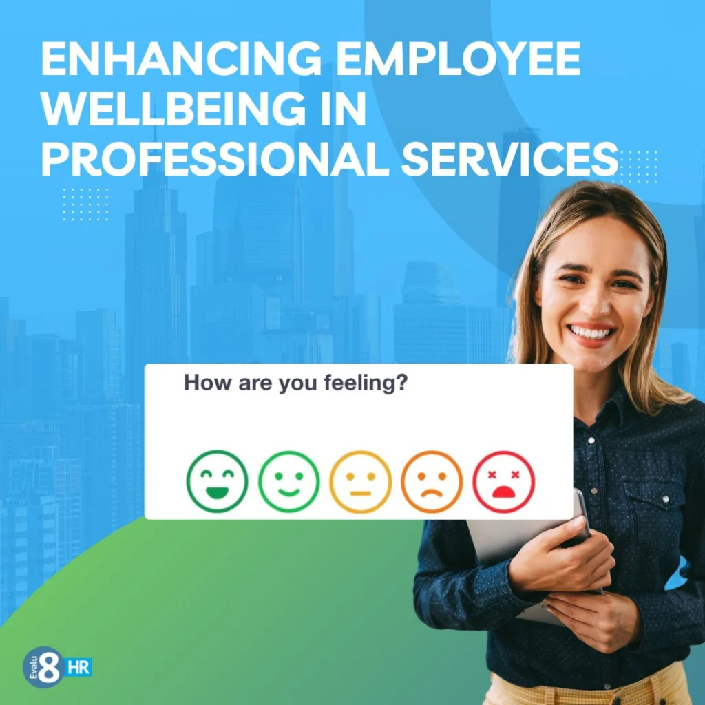 Smiling woman beside a How are you feeling? mood check: enhancing employee wellbeing in professional services