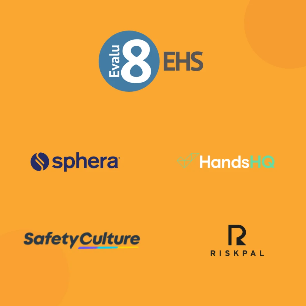 Evalu-8 EHS vs other competitor logos such as Safety Culture, Risk Pal, Hands HQ and Sphera.