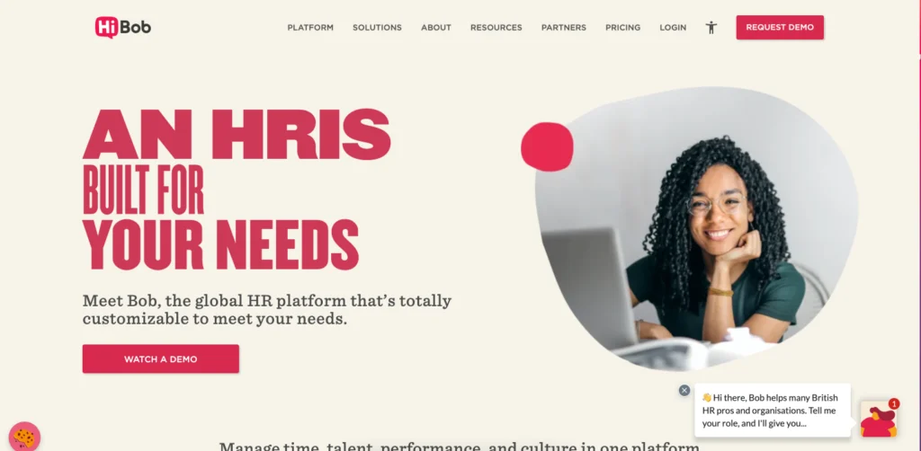 HiBob home page: an HRIS built for your needs