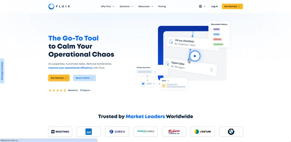 Fluix home page: the go-to tool to calm your operational chaos