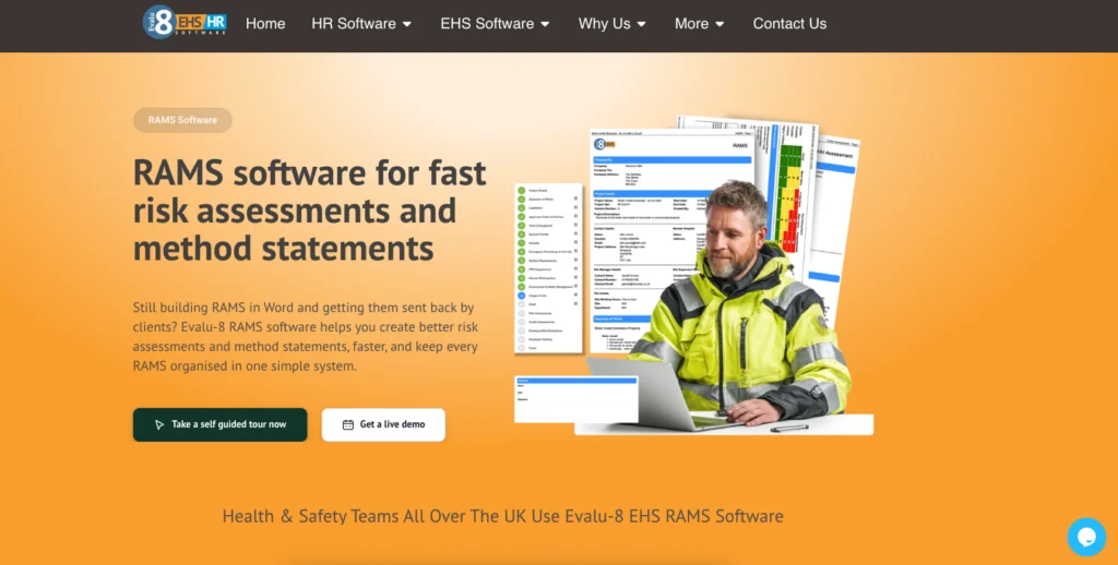 Evalu-8 RAMS software page: RAMS software for fast risk assessments and method statements