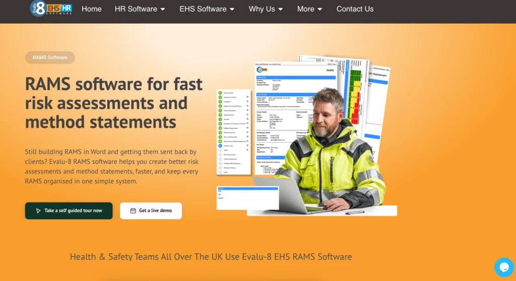 Evalu-8 RAMS software page: RAMS software for fast risk assessments and method statements