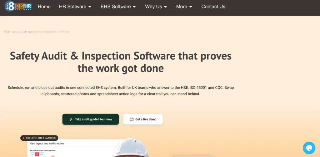 Evalu-8 safety audit and inspection software page: software that proves the work got done