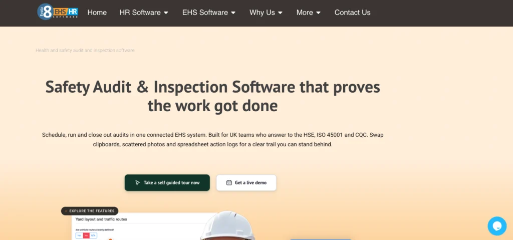 Evalu-8 safety audit and inspection software page: software that proves the work got done