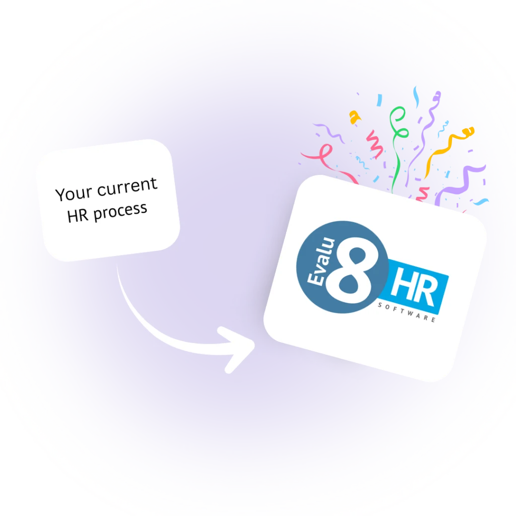 Your current HR process with an arrow to the Evalu-8 HR logo