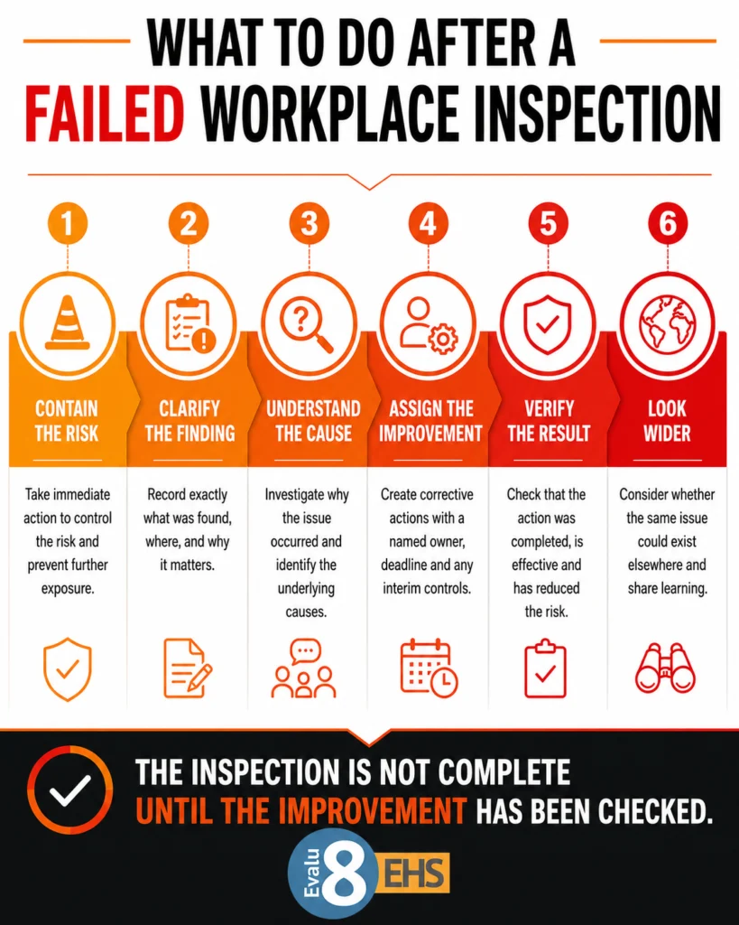 Infographic: what to do after a failed workplace inspection in six steps
